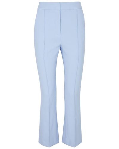 Veronica Beard Tani Cropped Stretch-crepe Trousers - Blue