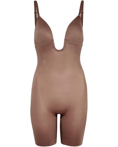 Spanx Suit Your Fancy Open-bust Mid-thigh Bodysuit - Brown