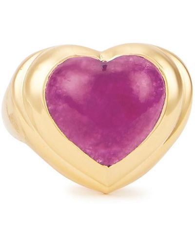 Missoma Jelly Heart Gemstone 18Kt-Plated Ring - Pink