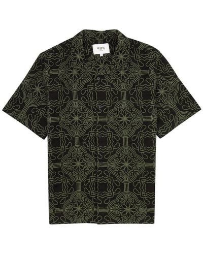 Wax London Didcot Embroidered Cotton-blend Shirt - Green