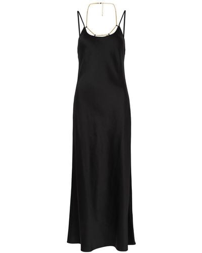 Alexander Wang Chain-embellished Silk-satin Slip Dress - Black