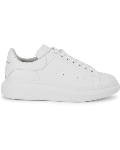 Alexander McQueen Oversized Leather Sneakers, Low-Tops - White