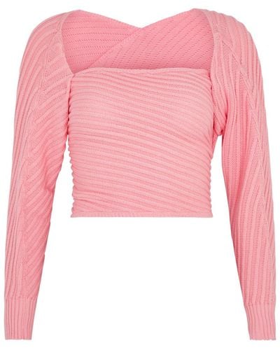 GIMAGUAS Marianne Ribbed-knit Wrap Top - Pink