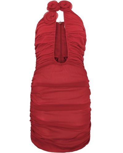 Magda Butrym Floral-appliquéd Stretch-silk Mini Dress - Red