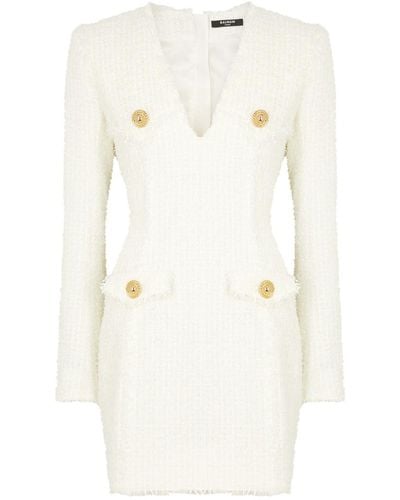 Balmain Tweed Mini Dress - White