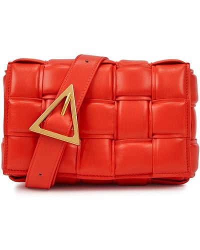 Bottega Veneta Padded Cassette Small Leather Cross-Body Bag - Red