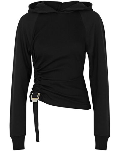 Dion Lee Hooded Buckle-embellished Cotton Sweatshirt - Black
