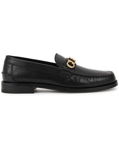 Gucci Cara Logo Leather Loafers - Black