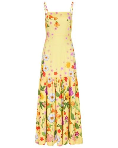 Borgo De Nor Cordiela Floral-Print Cotton Maxi Dress - Yellow