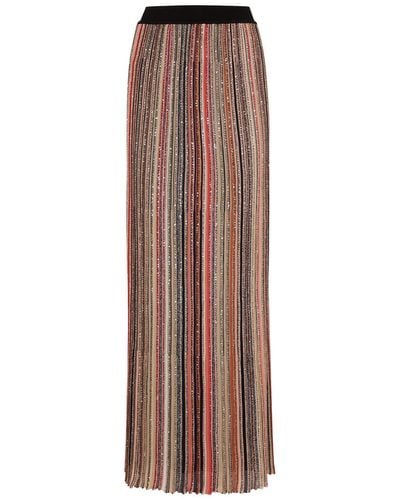 Missoni Striped Embellished Ribbed-knit Maxi Skirt - Brown