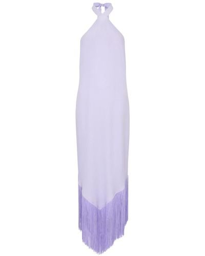 ‎Taller Marmo Nina Halterneck Fringed Maxi Dress - Purple