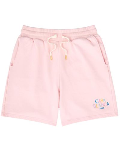 Casablancabrand Logo-Embroidered Cotton Shorts - Pink