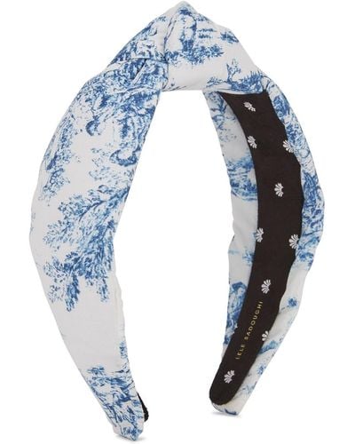 Lele Sadoughi Printed Knot-Embellished Headband - Blue