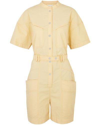 Isabel Marant Kiara Belted Cotton Playsuit - Yellow