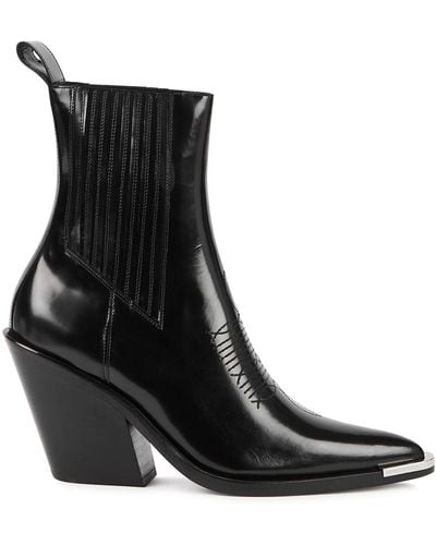 Rabanne Santiag 90 Leather Ankle Boots - Black