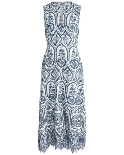 Evi Grintela Carine Embroidered Cotton Midi Dress - Blue