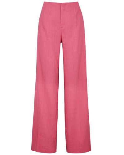 FRAME Wide-leg Linen-blend Pants - Pink
