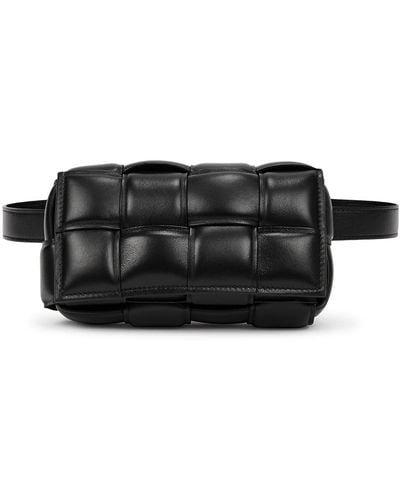 Bottega Veneta Padded Cassette Intrecciato Leather Belt Bag - Black