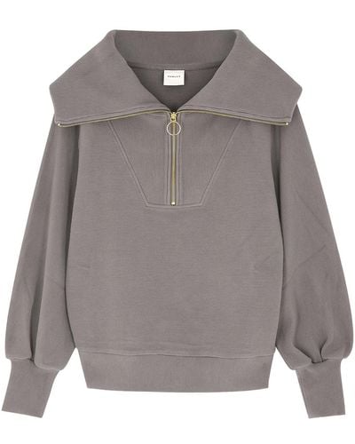 Varley Vine Ribbed Jersey Half-Zip Sweatshirt - Grey