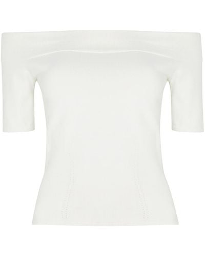 Alexander McQueen Off-the-shoulder Knitted Top - White