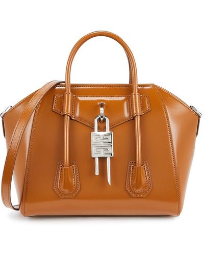 Givenchy Antigona Lock Mini Leather Top Handle Bag - Brown