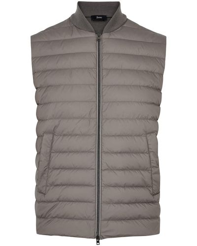Herno Quilted Shell And Knitted Gilet - Gray
