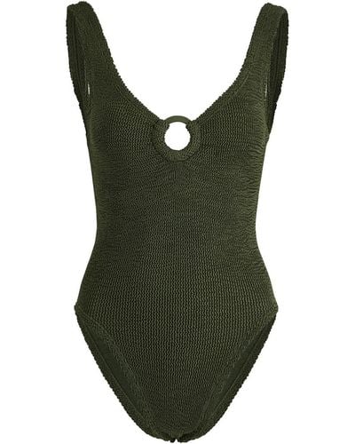Hunza G Celine Cut-Out Seersucker Swimsuit - Green