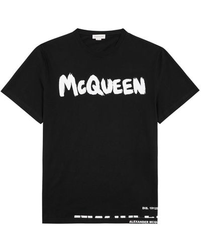 Alexander McQueen Graffiti Logo-Print Cotton T-Shirt - Black