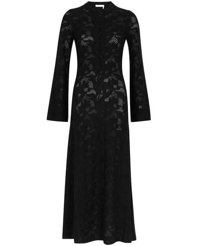Chloé Pointelle Wool-Blend Maxi Dress - Black