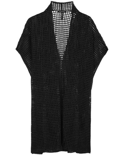 Eileen Fisher Open-knit Linen Cardigan - Black