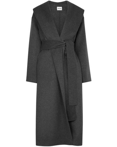 AEXAE Wool-blend Wrap Coat - Black