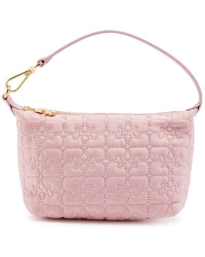 Ganni Butterfly Small Quilted Satin Top Handle Bag - Pink