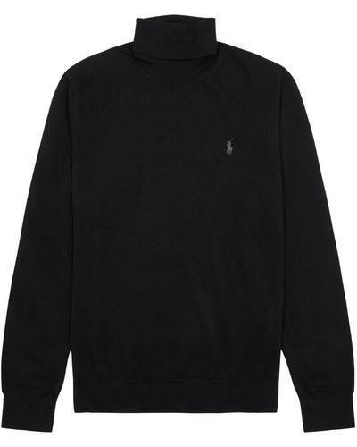 Polo Ralph Lauren Logo Roll-neck Wool Sweater - Black