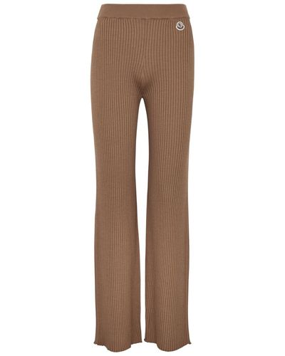 Moncler Ribbed Wool-blend Trousers - Brown