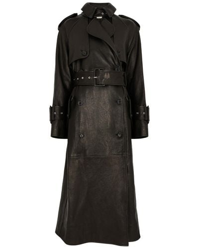 Khaite Rennie Leather Trench Coat - Black