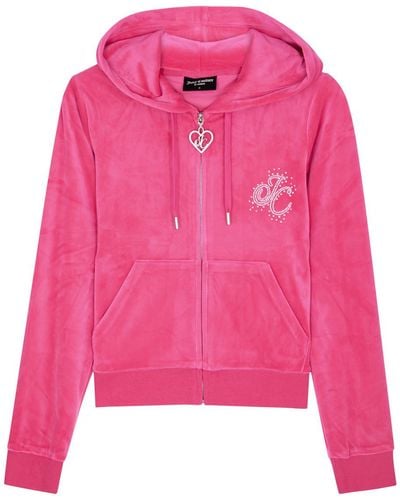 Juicy Couture Amir Logo-embellished Velour Sweatshirt - Pink
