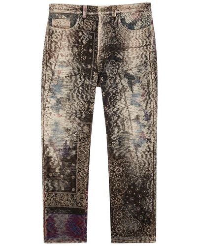 PROLETA-RE-ART Boro Patchwork Distressed Straight-Leg Jeans - Grey