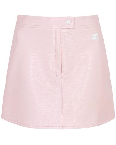 Courreges Crinkled Vinyl Mini Skirt - Pink