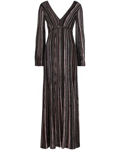 Missoni Striped Embellished Fine-knit Maxi Dress - Black