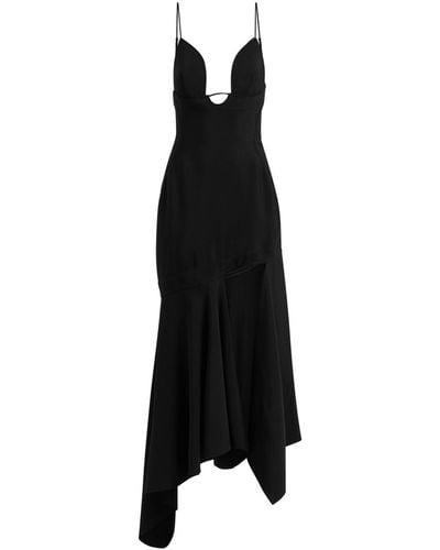 Mugler Draped Twill Midi Dress - Black