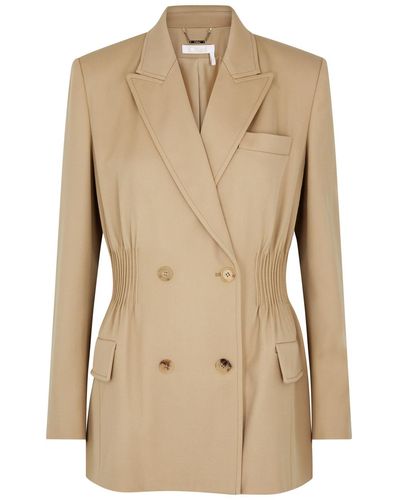 Chloé Double-Breasted Wool Blazer - Natural