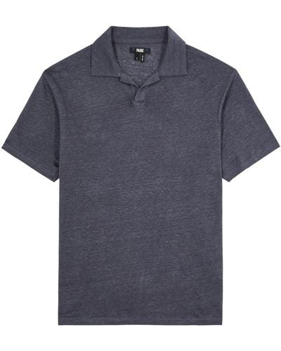 PAIGE Shelton Linen Polo Shirt - Blue