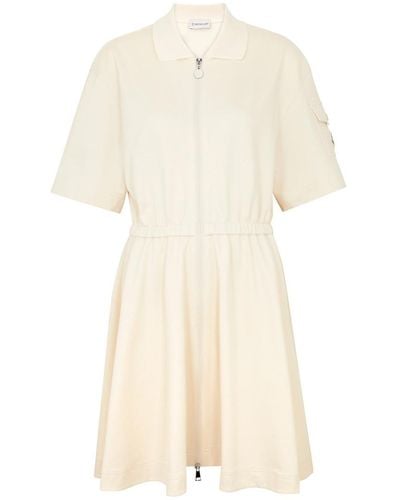 Moncler Logo Cotton Mini Dress - Natural