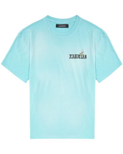 NAHMIAS Hummingbird Printed Cotton T-shirt - Blue