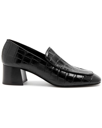 Totême Totême 50 Crocodile-effect Leather Court Shoes - Black