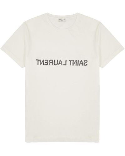 Saint Laurent Logo-Print Cotton T-Shirt - White