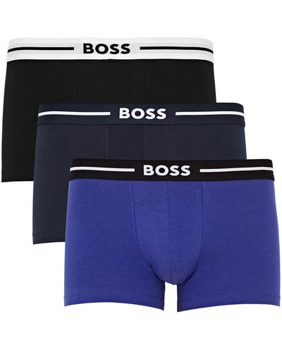 BOSS Bold Stretch-cotton Trunks - Blue
