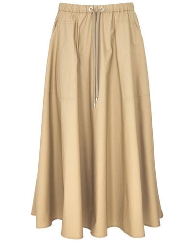 Moncler Flared Cotton-Poplin Midi Skirt - Natural