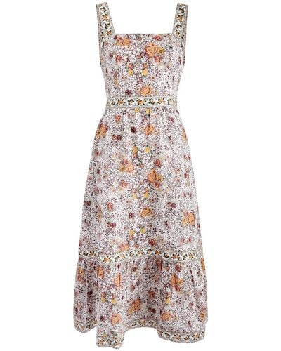 PAIGE Fiori Floral-Print Linen-Blend Midi Dress - Multicolour