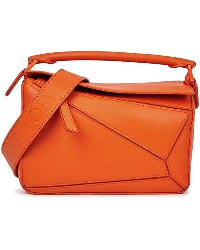 Loewe Puzzle Small Leather Top Handle Bag - Orange